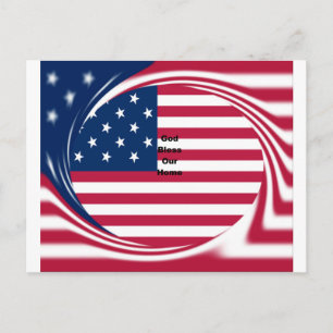 God Bless Our Home: USA Flag Swirl Art Postcard
