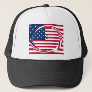 God Bless Our Home: USA Flag Swirl Art Trucker Hat