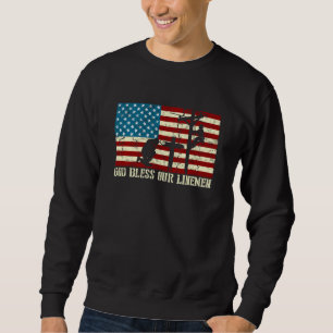 God Bless Our Linemen Cool American Flag Electric Sweatshirt