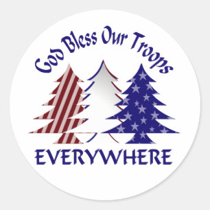 God Bless Our Troops Classic Round Sticker