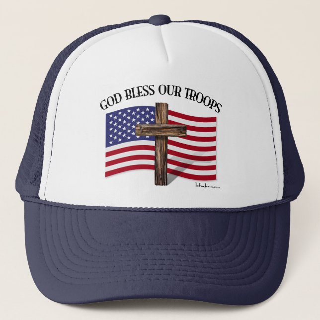 God Bless Our Troops Trucker Hat (Front)