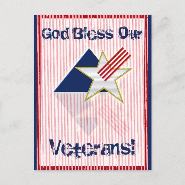 God Bless Our Veterans! Postcard (Front)