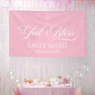 GOD BLESS PINK banner backdrop 