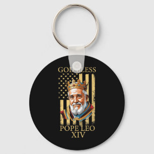 God Bless Pope Leo Xiv, American Flag 2025 Key Ring