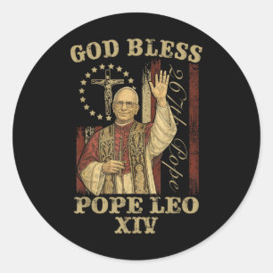 God Bless Pope Leo Xiv Cardinal Robert Prevost  Classic Round Sticker