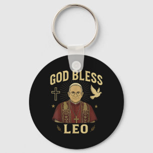 God Bless Pope Leo Xiv Christian Pope Key Ring