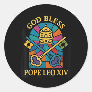 God Bless Pope Leo Xiv Papal Memorabilia Vintage Classic Round Sticker