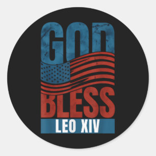 God Bless Pope Leo Xiv Patriotic Usa Flag  Classic Round Sticker