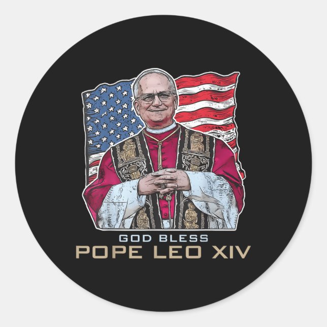God Bless Pope Leo Xiv Robert New Pope Retro Ameri Classic Round Sticker (Front)