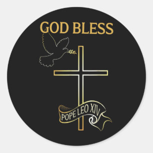 God Bless Pope Leo Xiv Vintage Christian  Classic Round Sticker