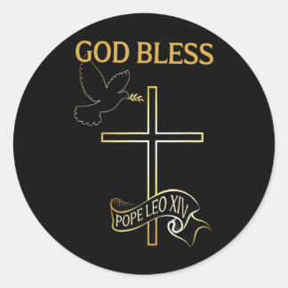 God Bless Pope Leo Xiv Vintage Christian  Classic Round Sticker