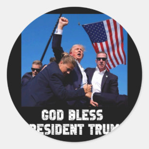 God Bless President Trump For Trump Support Fan Classic Round Sticker