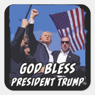 God bless President Trump USA Patriot Donald Trump Square Sticker