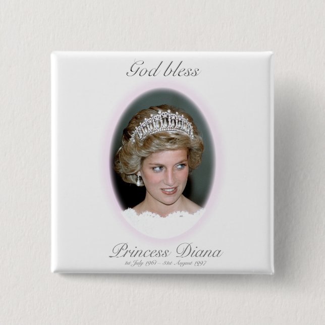 God Bless Princess Diana 15 Cm Square Badge (Front)