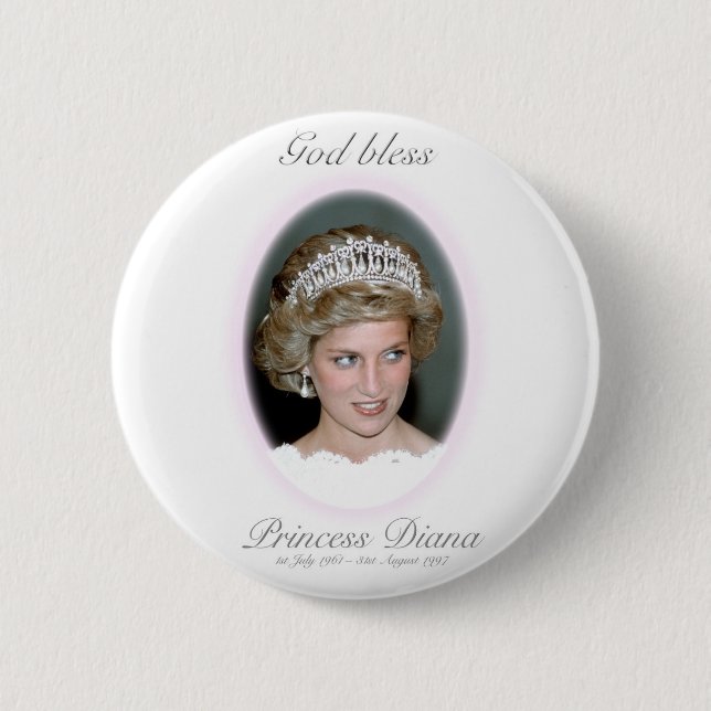 God Bless Princess Diana 6 Cm Round Badge (Front)