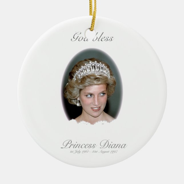 God Bless Princess Diana Ceramic Tree Decoration (Front)