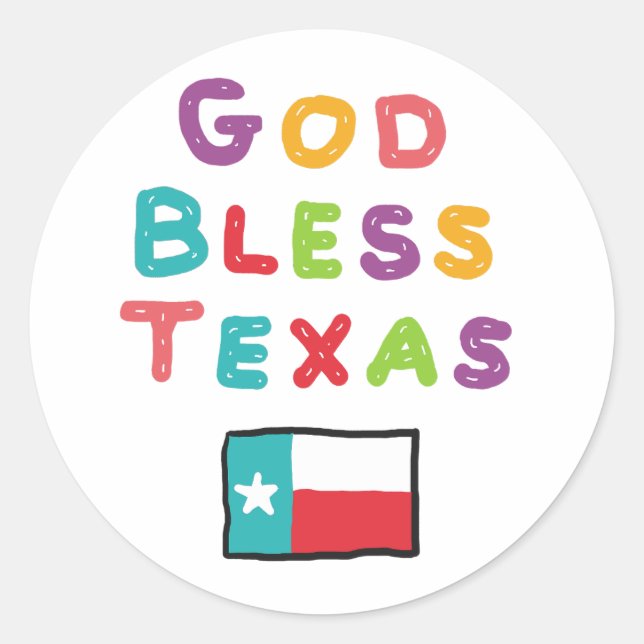 God Bless Texas Classic Round Sticker (Front)