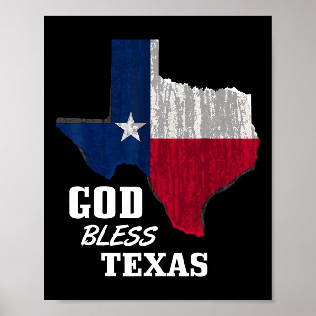 God Bless Texas Flag Texas Independence Day Blue R Poster (Front)