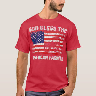 God Bless The American Farmer USA Flag Patriotic F T-Shirt