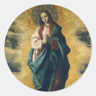GOD BLESS THE IMMACULATE CONCEPTION CLASSIC ROUND STICKER