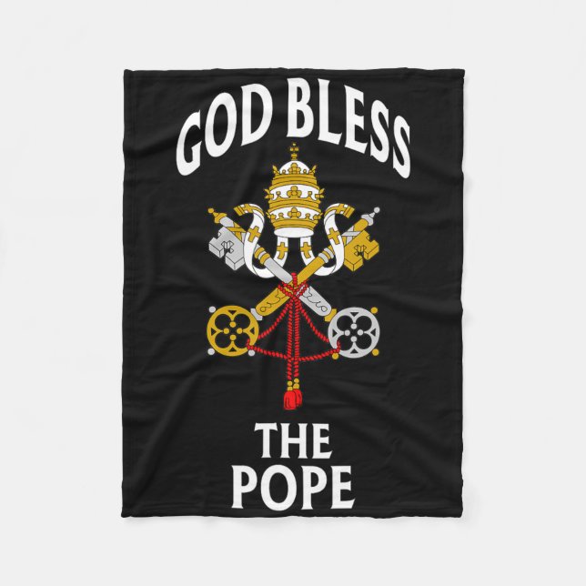 God Bless The Pope Vatican Crest Catholic Prayer B Fleece Blanket (Front)