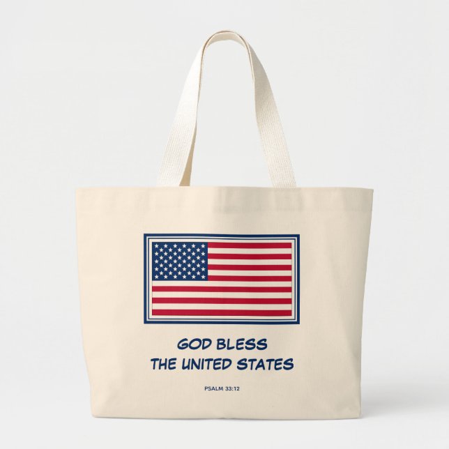 GOD BLESS THE UNITED STATES | Patriotic | America Large Tote Bag (Front)