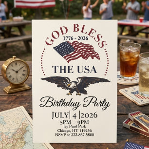 God Bless the USA – 1776–2026 Patriotic Eagle Invitation
