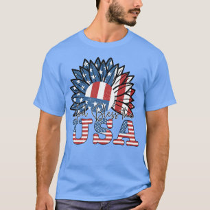 God Bless The USA, American Flag Sunflower USA Gar T-Shirt