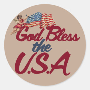 God bless the USA Classic Round Sticker