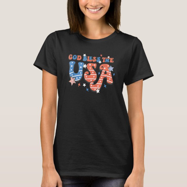 God Bless The Usa  Independence For Men Women Kids T-Shirt (Front)