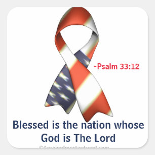 God Bless the USA Ribbon Square Sticker