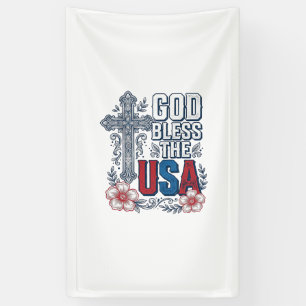 God Bless The USA Vintage Cross Patriotic Shirt (2 Banner
