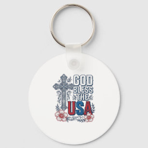 God Bless The USA Vintage Cross Patriotic Shirt (2 Key Ring