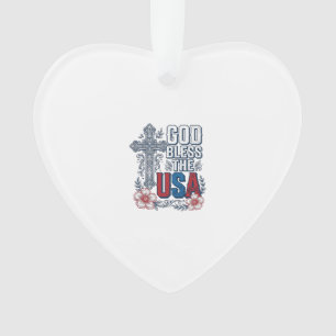 God Bless The USA Vintage Cross Patriotic Shirt (2 Ornament