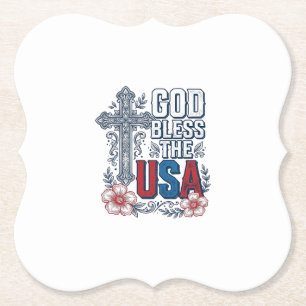 God Bless The USA Vintage Cross Patriotic Shirt (2 Paper Coaster