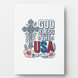 God Bless The USA Vintage Cross Patriotic Shirt (2 Plaque