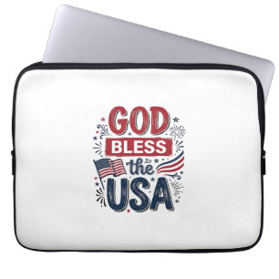 God Bless the USA Vintage Patriotic Faith Shirt De Laptop Sleeve
