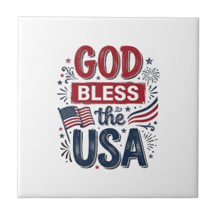 God Bless the USA Vintage Patriotic Faith Shirt De Tile