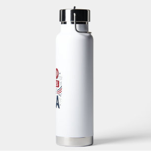 God Bless the USA Vintage Patriotic Faith Shirt De Water Bottle