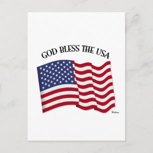 GOD BLESS THE USA with US flag Postcard