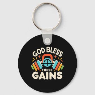 God Bless These Gains Muscle Bodybuilding - 1 Key Ring