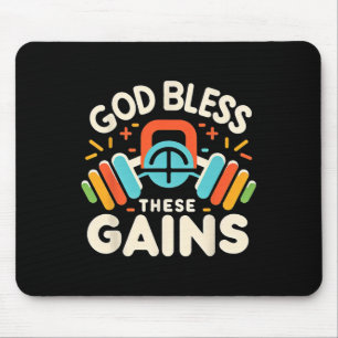God Bless These Gains Muscle Bodybuilding - 1  Mouse Pad