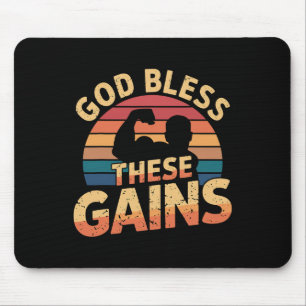 God Bless These Gains Muscle Bodybuilding ---- 1  Mouse Pad