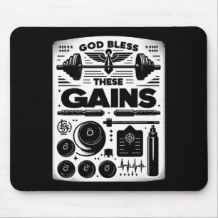God Bless These Gains Muscle Bodybuilding -------- Mouse Pad