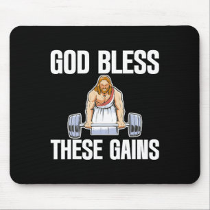 God Bless These Gains Muscle Bodybuilding -------  Mouse Pad
