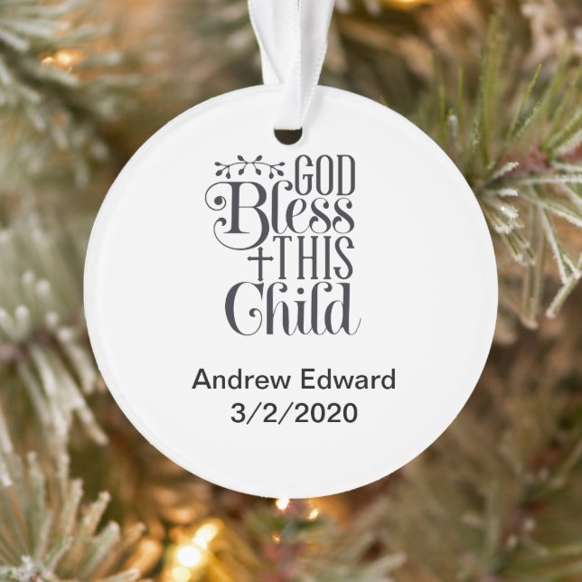 God Bless This Child Christian Baptism Christening Ornament (Tree)