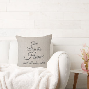 God Bless This Home Elegant Script Cushion