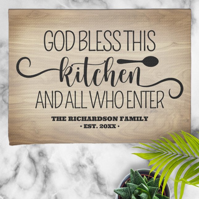 God Bless This Kitchen Family Name Tea Towel (Creator Uploaded)