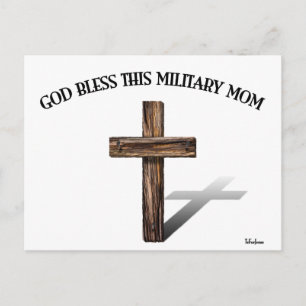 GOD BLESS THIS MILITARY MOM with rugged cross Postcard