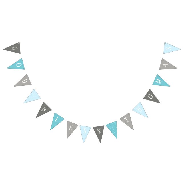 God Bless Thomas Blue and Grey Baptism Banner (All)